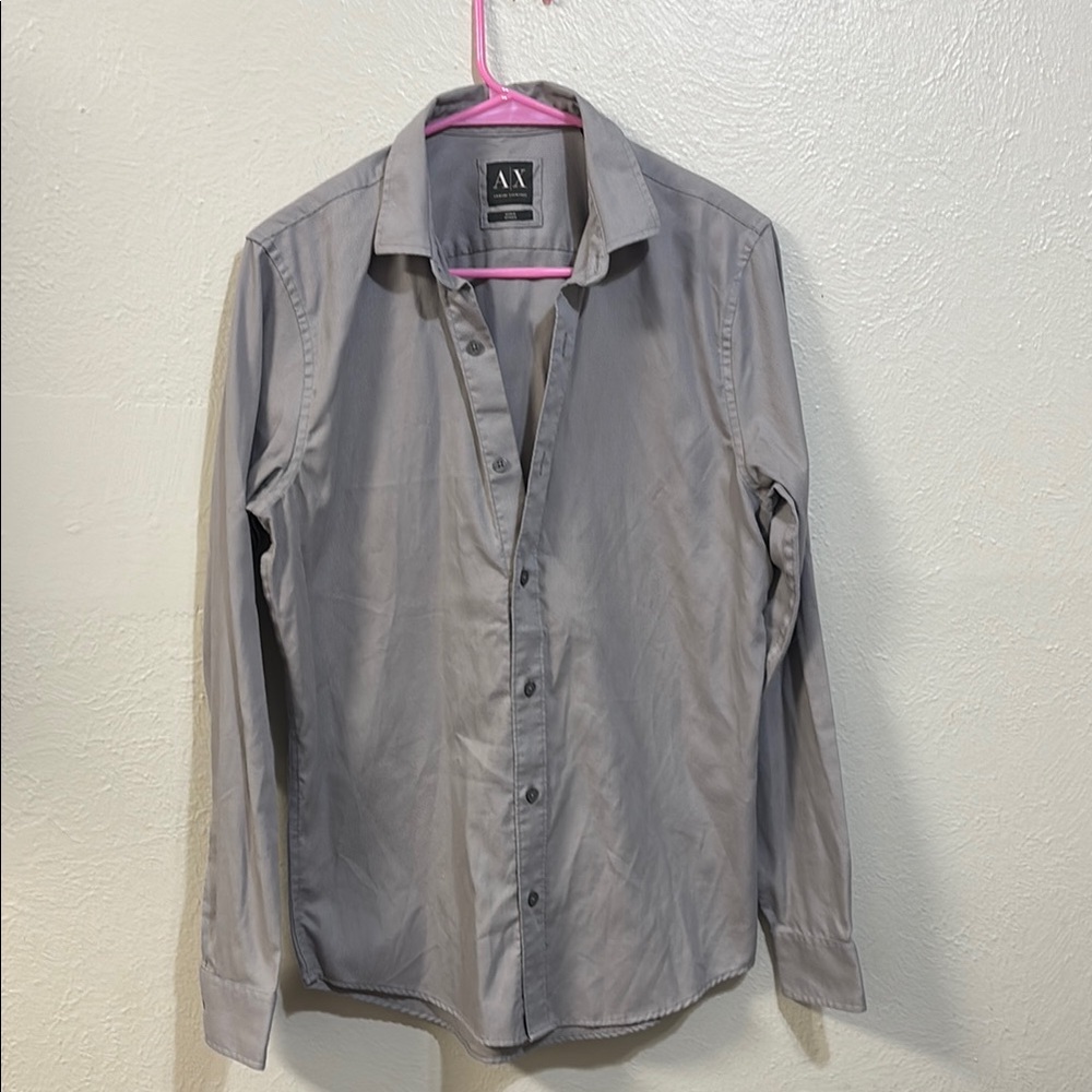Armani Exchange Gray Long Sleeve Button Down Shirt SZ S Regular fit